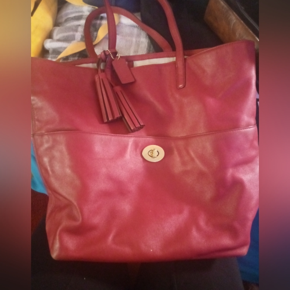 Coach Legacy Leather Mini Duffle Crossbody Bag in Red/Coral 19901